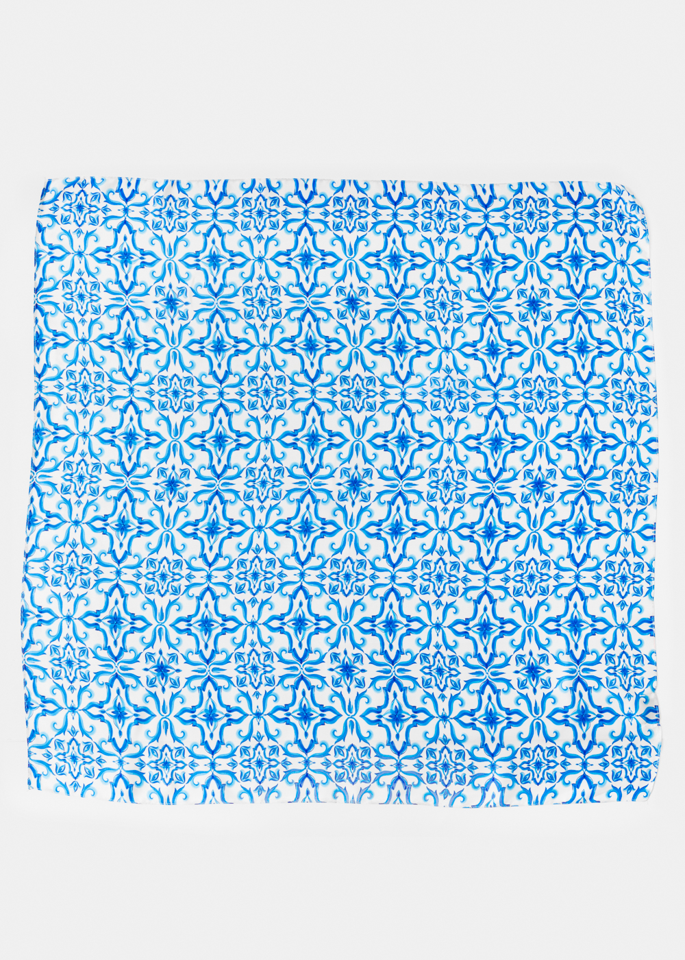 Blue Motif Satin Scarf